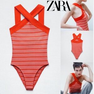 Zara Large Red Pink Top Bodysuit